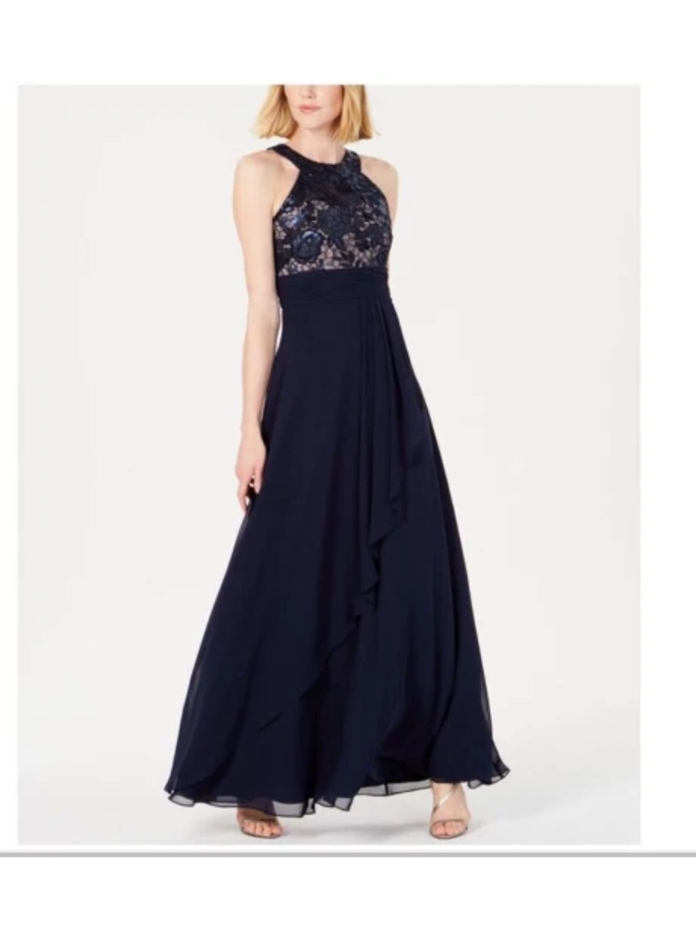 Calvin Klein Navy Blue Lace Top Gown - size 16 Extra Large